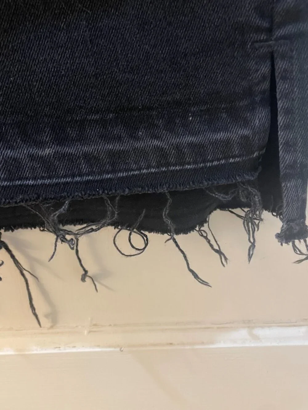 Madewell Step Hem‎ Jean Skirt Black Distressed Denim Preppy Mini Size 16 or 30
